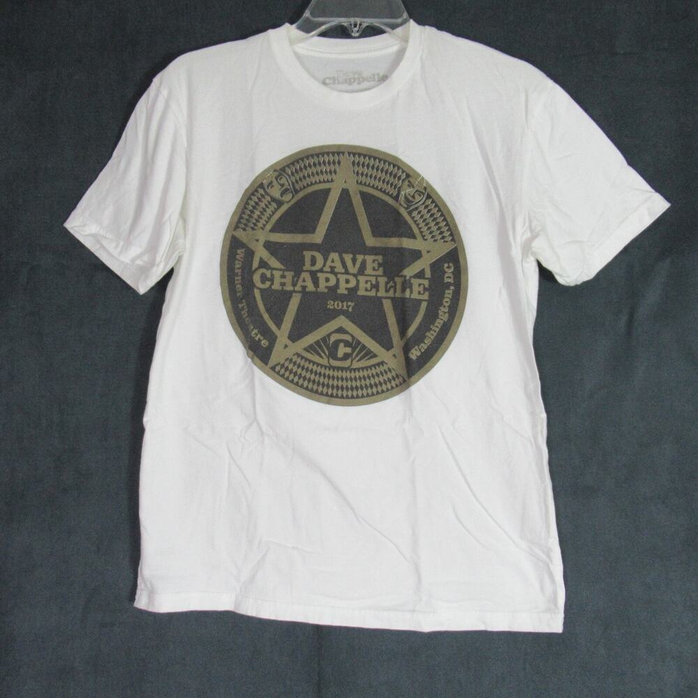 Dave Chappelle T-Shirt Mens M White Short Sleeve Comedy Tour Warner Theater 2017